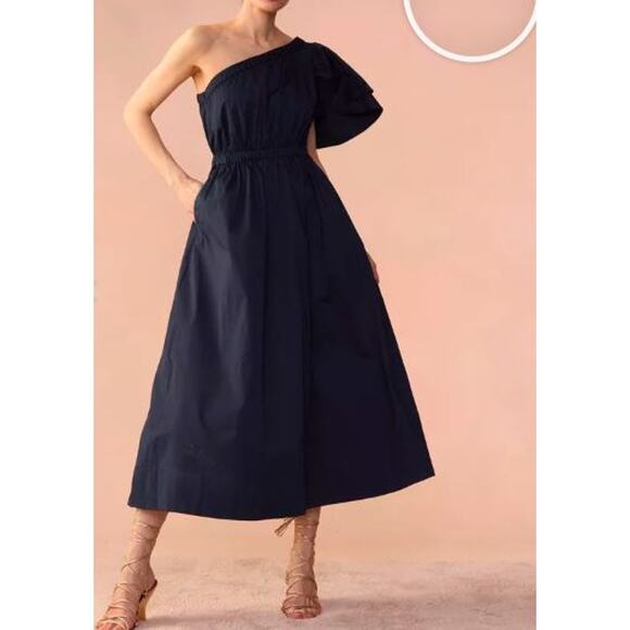 Cynthia Rowley Women's One Shoulder Ruffle Palma Dress Midi Dress Sz 0 - Picture 2 of 6